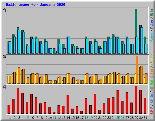 Daily usage for January 2020