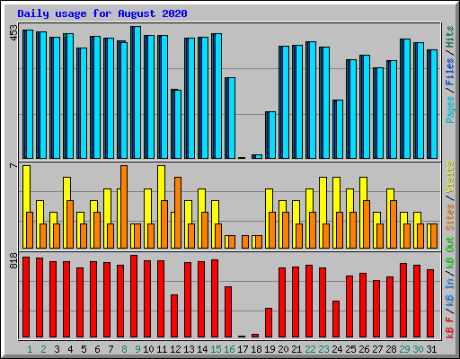 Daily usage for August 2020