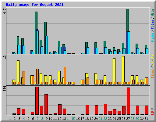 Daily usage for August 2021