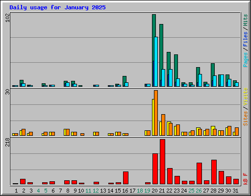 Daily usage for January 2025