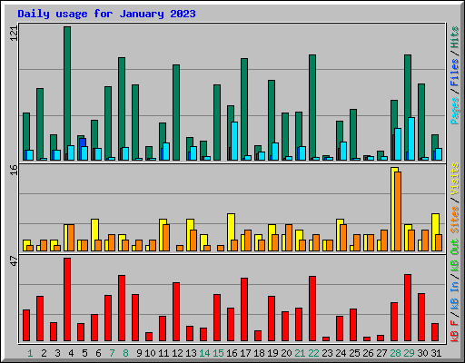 Daily usage for January 2023