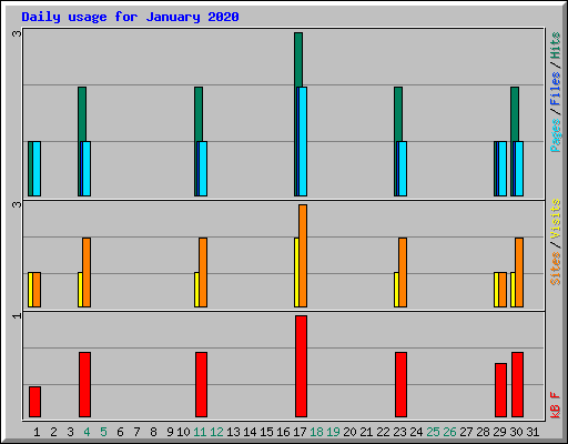 Daily usage for January 2020