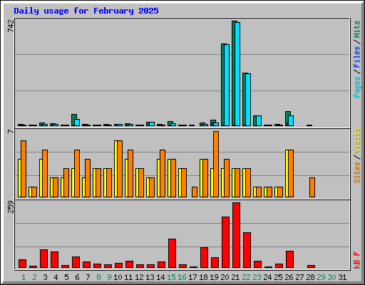 Daily usage for February 2025