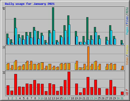 Daily usage for January 2021