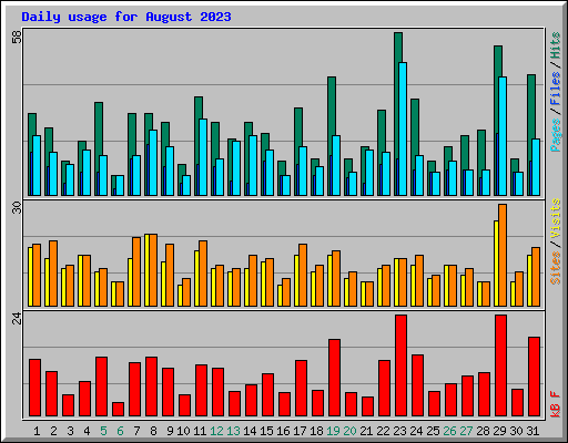 Daily usage for August 2023